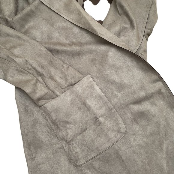 HYFVE WOMENS MUSHROOM/BEIGE LONG SLEEVE FAUX SUEDE JACKET W/HOOD W/POCKETS - - Picture 9 of 10